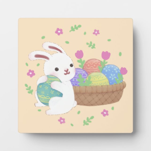 Placa Expositora Ilustracion de conejo de Pascua (Frente)