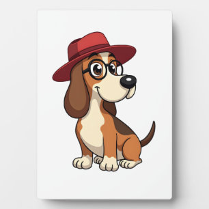 Placa Expositora Ilustración de dibujo animado de Basset Hound vint