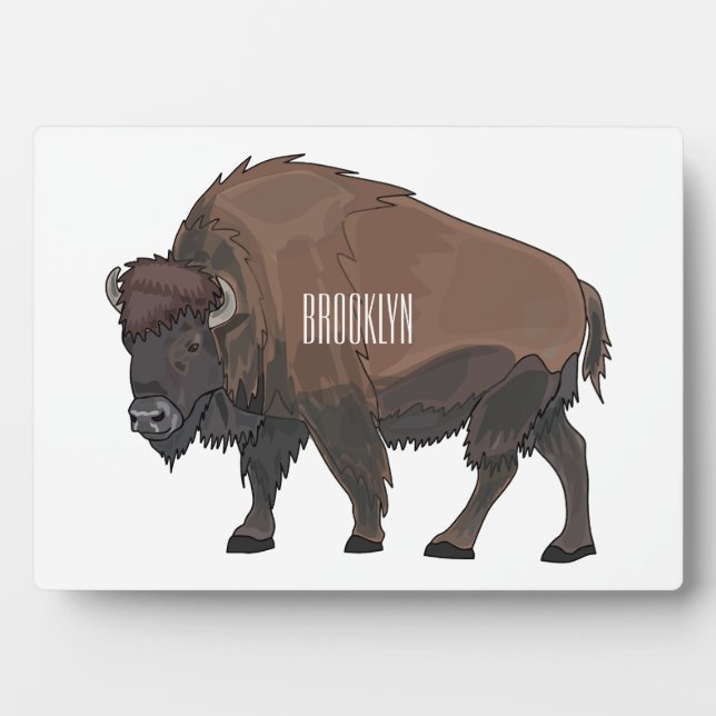 Placa Expositora Ilustración de dibujos animados de bisonte (Frente)