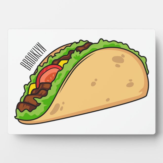 Placa Expositora Ilustración de dibujos animados de taco (Frente)