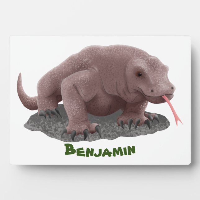 Placa Expositora Ilustracion de dragón de Komodo (Frente)