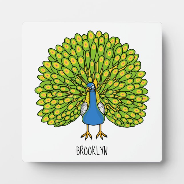 Placa Expositora Ilustracion de pájaro pavo real (Frente)