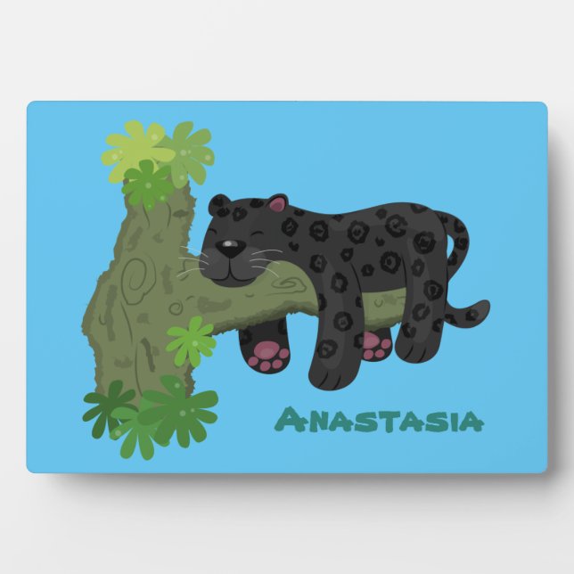 Placa Expositora Ilustracion de personalizado de pantera negra de j (Frente)