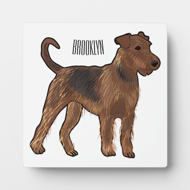 Placa Expositora Ilustracion de personalizado de perro Airedale ter (Frente)
