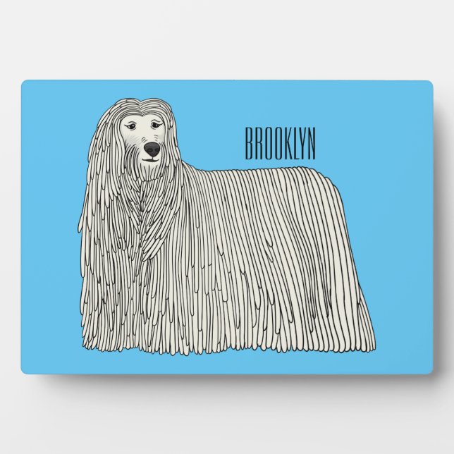 Placa Expositora Ilustracion de personalizado de perro de Komondor (Frente)
