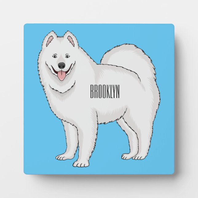 Placa Expositora Ilustracion de personalizado de perro de Samoyed (Frente)