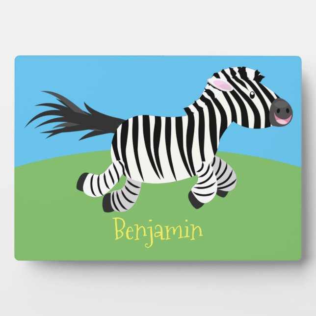 Placa Expositora Ilustracion de personalizado de zebra graciosa (Frente)