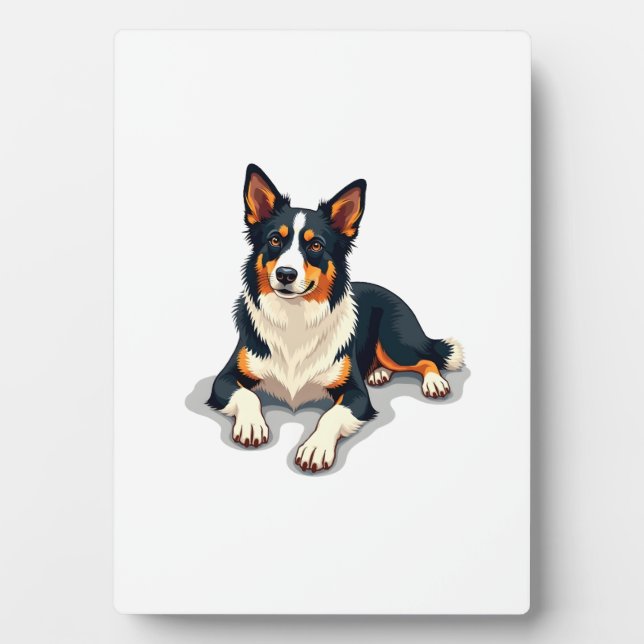 Placa Expositora Ilustración de retrato de perro Border Collie tric (Frente)
