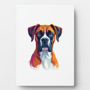 Placa Expositora Ilustración de retrato de perro boxer vintage con 