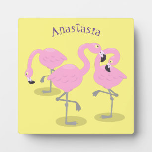 Placa Expositora Ilustracion de trío de flamingo rosado