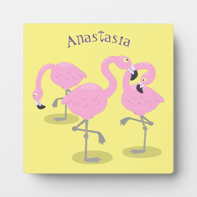 Placa Expositora Ilustracion de trío de flamingo rosado (Frente)