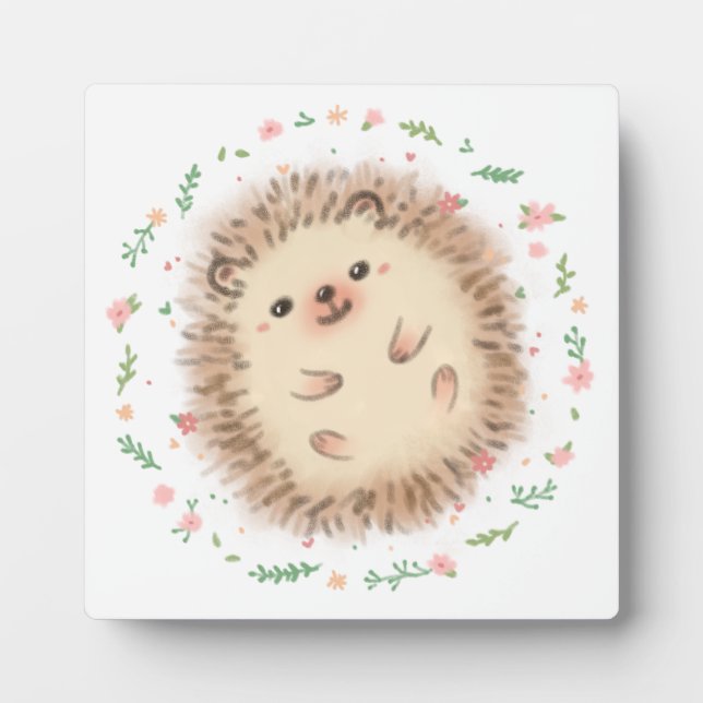 Placa Expositora Ilustracion Hedgehog & Flowers (Frente)