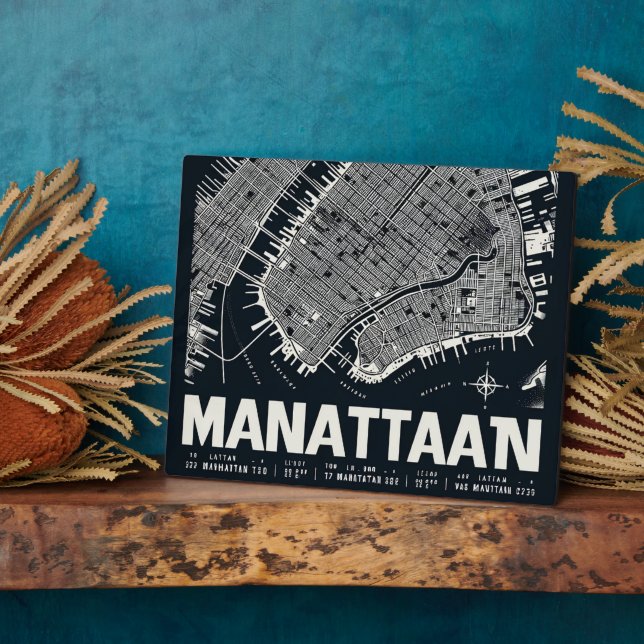 Placa Expositora Ilustracion Mapa de Manhattan (Lado)