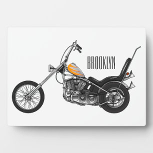 Placa Expositora Ilustracion personalizado Chopper Motorcycle 1950
