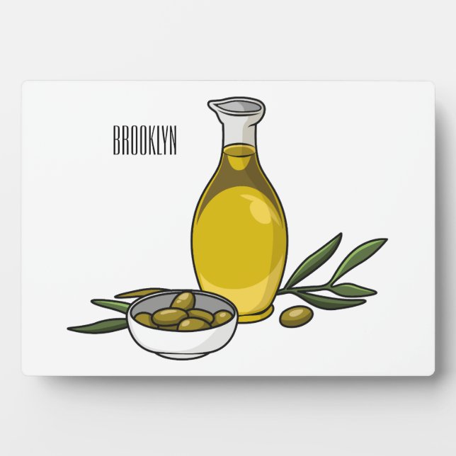 Placa Expositora Ilustracion personalizado de aceite de oliva (Frente)