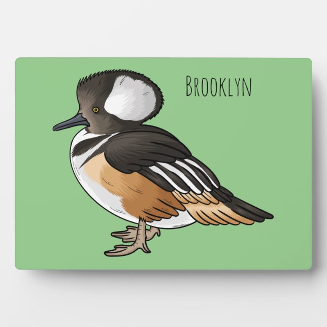 Placa Expositora Ilustracion personalizado de aves merganser con ca (Frente)