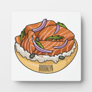 Placa Expositora Ilustracion personalizado de bagel de Salmon