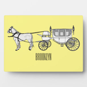 Placa Expositora ilustracion personalizado de caballos y carruajes 