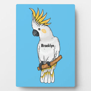 Placa Expositora Ilustracion personalizado de cacatúa con crema de 
