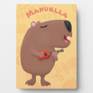 Placa Expositora Ilustracion personalizado de capybara ukulele cant