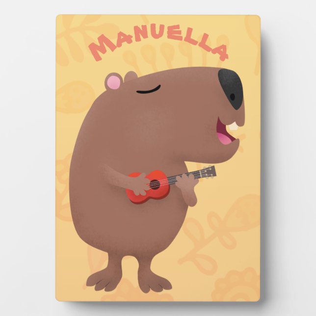 Placa Expositora Ilustracion personalizado de capybara ukulele cant (Frente)
