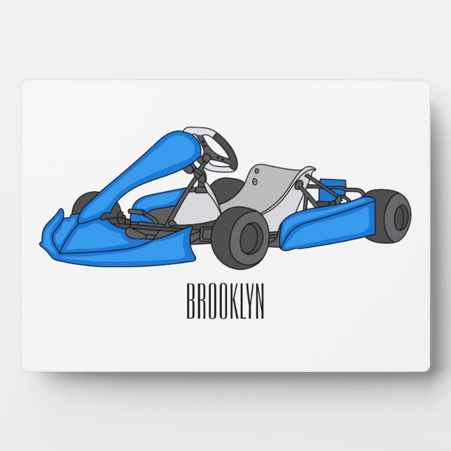 Placa Expositora Ilustracion personalizado de carreras de Kart (Frente)