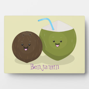 Placa Expositora Ilustracion personalizado de cocos kawaii alegres