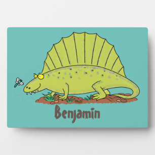 Placa Expositora Ilustracion personalizado de dimetrodon verde lind