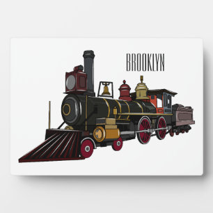 Placa Expositora Ilustracion personalizado de locomotora de vapor