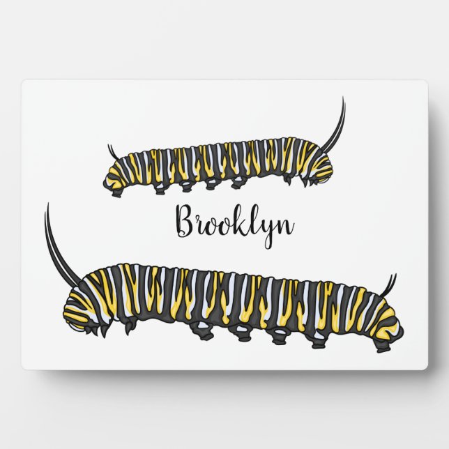 Placa Expositora Ilustracion personalizado de oruga monarca (Frente)