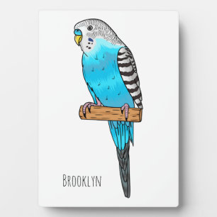 Placa Expositora Ilustracion personalizado de pájaro budgerigar azu