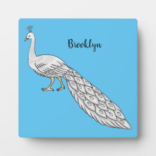 Placa Expositora Ilustracion personalizado de pavo real blanco
