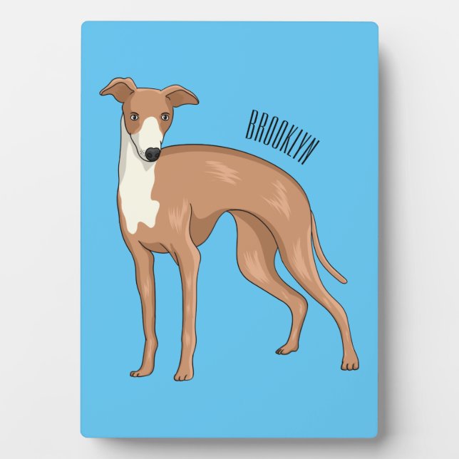 Placa Expositora Ilustracion personalizado de perro de Greyhound (Frente)