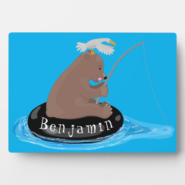 Placa Expositora Ilustracion personalizado de pesca de cachorro de  (Frente)