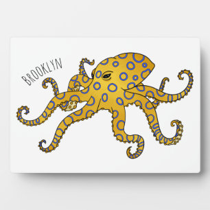Placa Expositora Ilustracion personalizado de pulpo de anillo azul