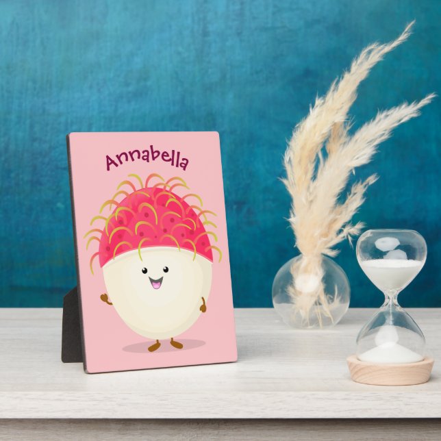 Placa Expositora Ilustracion personalizado de rambután rosa suave (Lado)