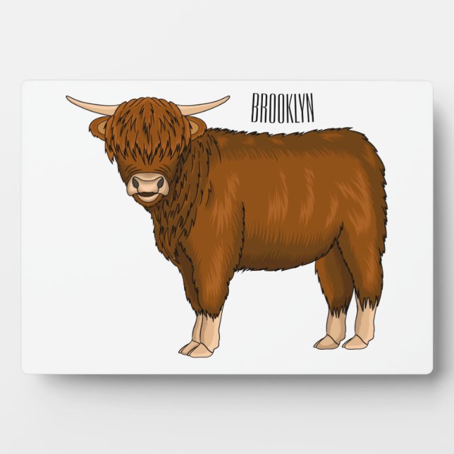 Placa Expositora Ilustracion personalizado de vaca de Highland (Frente)