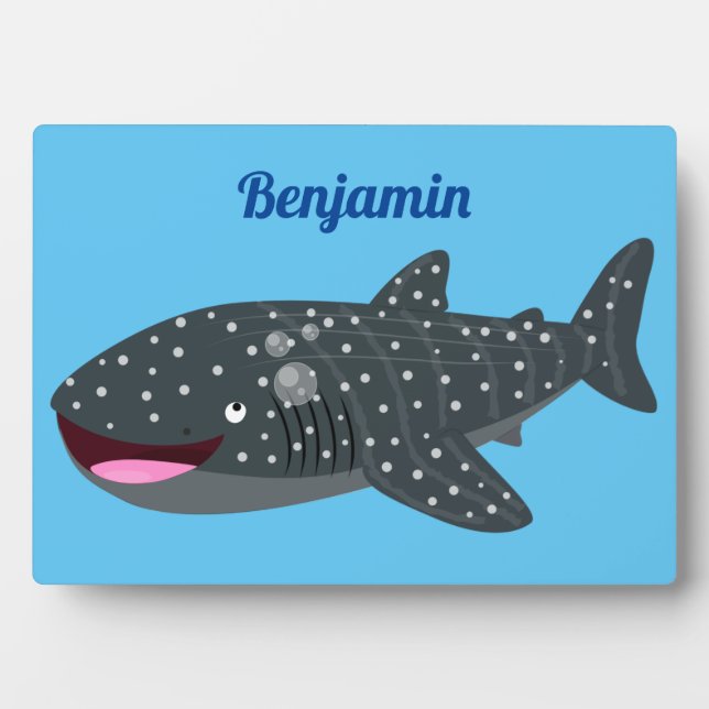 Placa Expositora Ilustracion personalizado feliz de tiburón ballena (Frente)