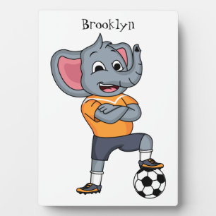 Placa Expositora Ilustracion personalizado futbolista elefante