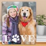 Placa Expositora Imagen de perro AMOR Mascota personalizado impresi<br><div class="desc">AMOR! Celebra a tu mejor amigo con una placa fotográfica de perro única y personalizado. Sorprenda a su amante favorito del perro, ya sea un cumpleaños, el día de la madre, día de San Valentín o Navidades con esta placa fotográfica de amor del perro adorable. Esta placa de amor con...</div>