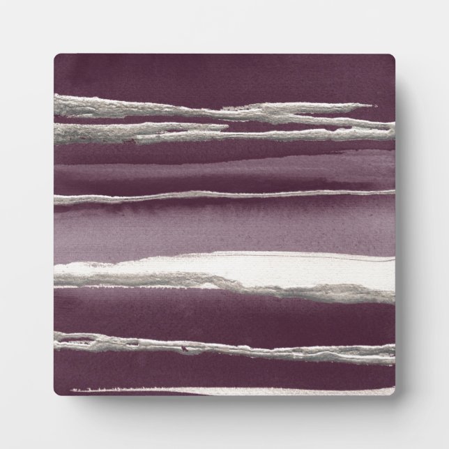 Placa Expositora Impresión abstracta púrpura de Rosa plateado (Frente)