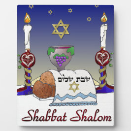 Placa Expositora Impresión artística de Judaica Shabbat Shalom