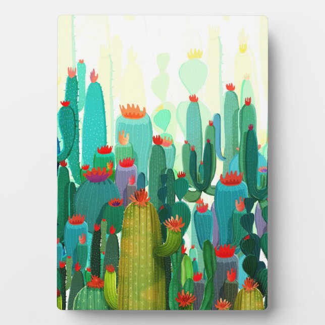 Placa Expositora Impresión de Cactus | Mucho Cactus (Frente)
