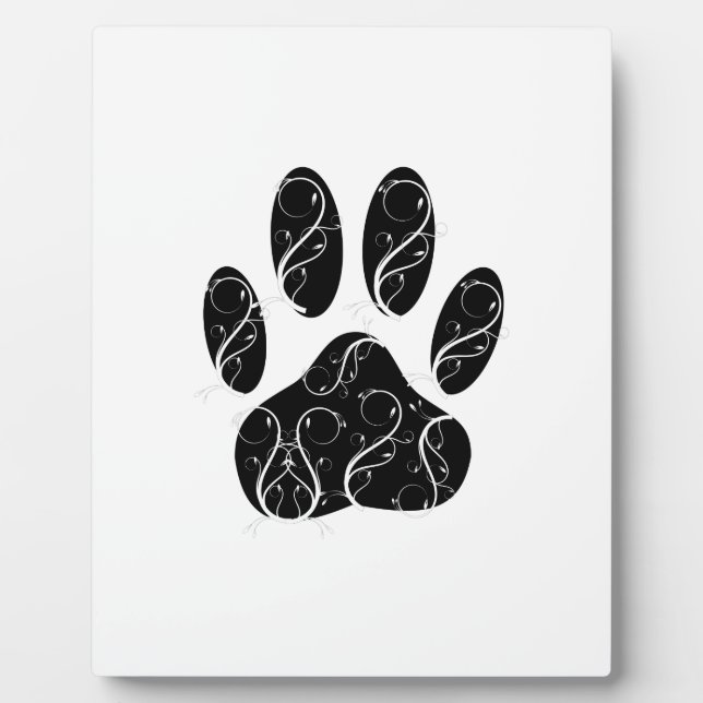 Placa Expositora Impresión de garras de perro negro con aromas blan (Frente)
