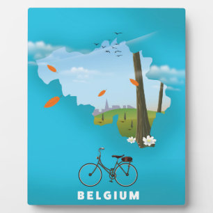 Placa Expositora Impresión de póster de viaje del mapa de Bélgica.