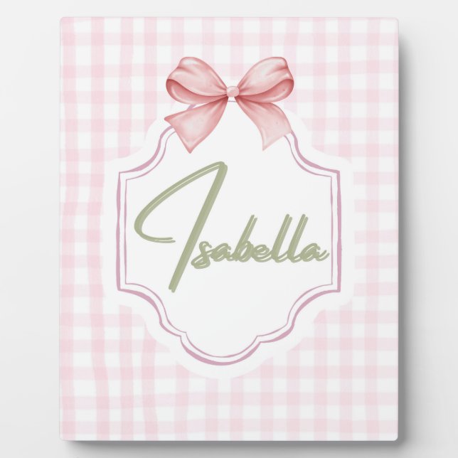 Placa Expositora Impresión personalizada de Isabella en rosa y Ging (Frente)