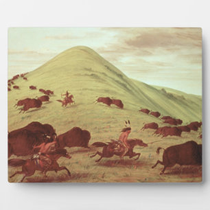 Placa Expositora Indios sioux cazando búfalo, 1835 (aceite en lienz