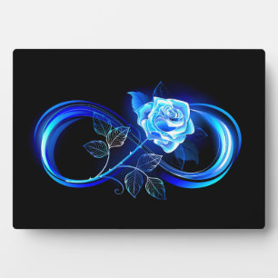 Placa Expositora Infinito brillante con rosa azul
