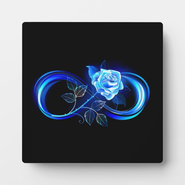 Placa Expositora Infinito brillante con rosa azul (Frente)