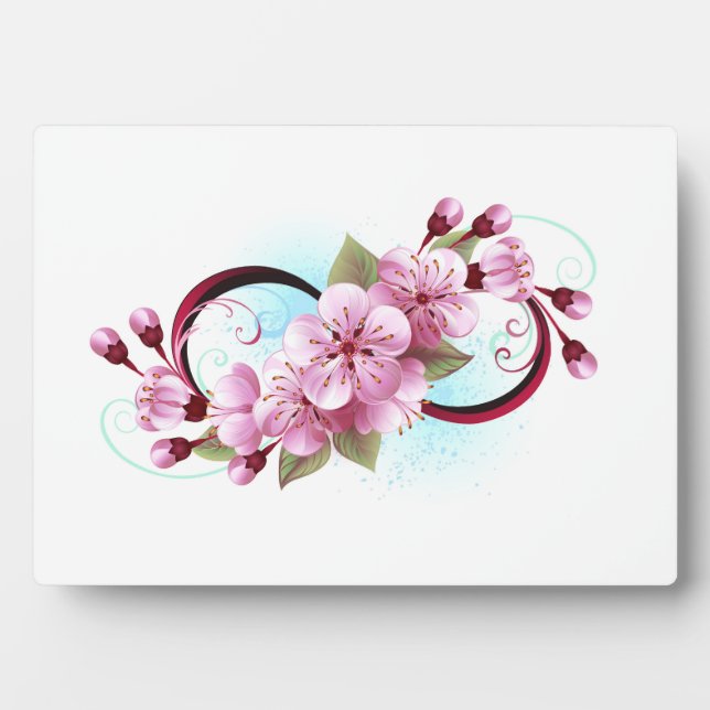 Placa Expositora Infinito con las flores de flores de Sakura Blosso (Frente)